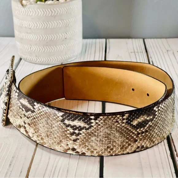 SOLD W. Kleinberg Women’s Python Belt w/ Covered Buckle | Size L - Picture 3 of 13